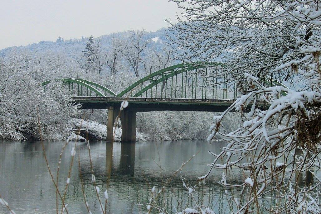 Bridge frozen river