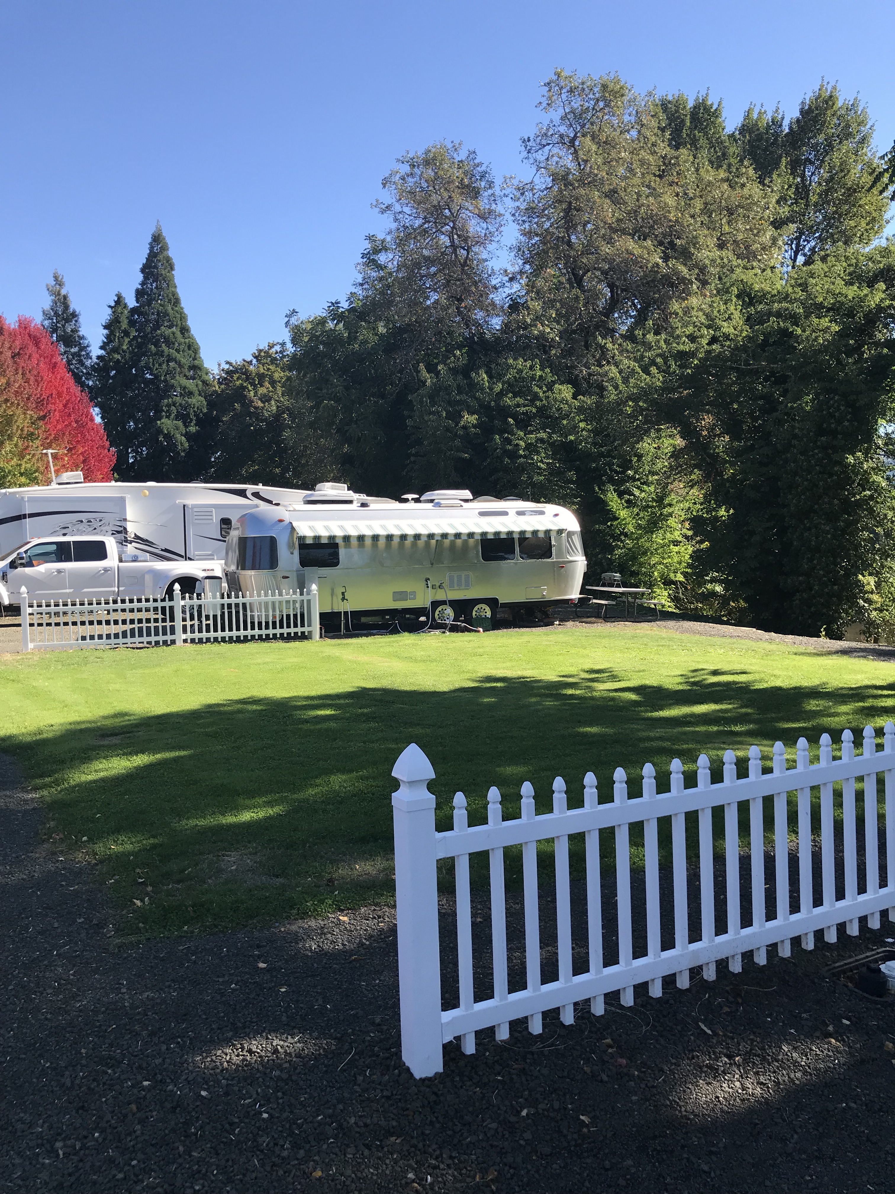 Rising River RV Park with white picket fence